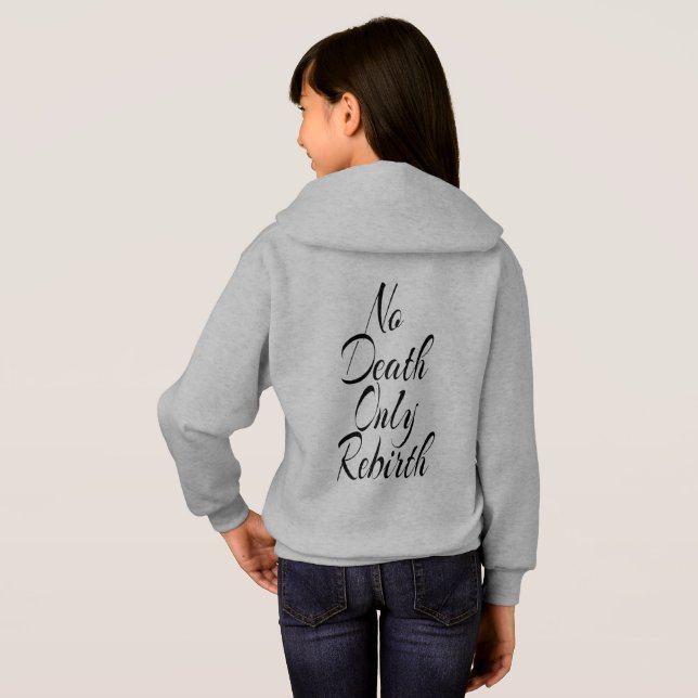 Ingen död bara återfödelse BARN PULLOVER HOODE T Shirt (Hel baksida)