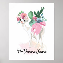 Ingen Drama Llama-blommigt poster
