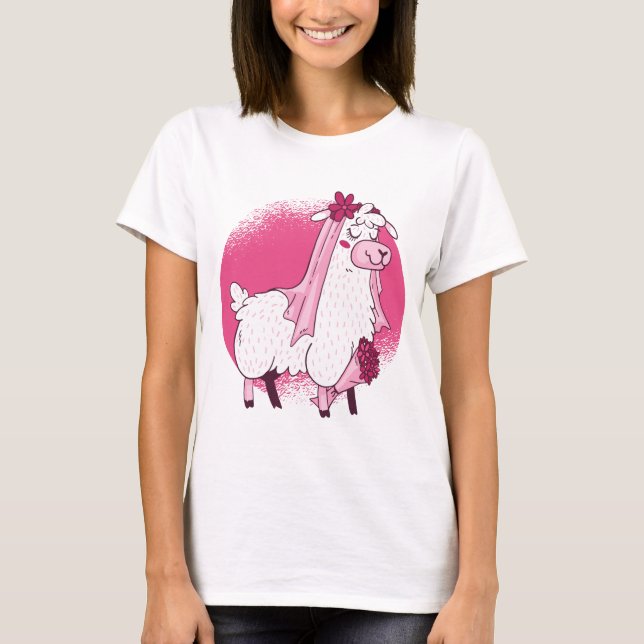 Ingen Drama LLama BRIDE Funny Bröllop Möhippa T Shirt (Framsida)