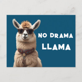 Ingen Drama Llama Coola Alpaca Bära Sollasser Blue Vykort