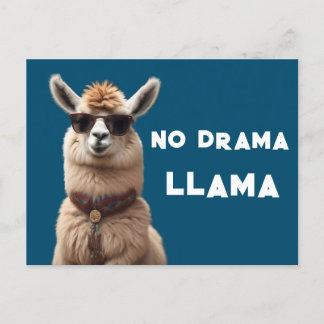 Ingen Drama Llama Coola Alpaca Bära Sollasser Blue Vykort