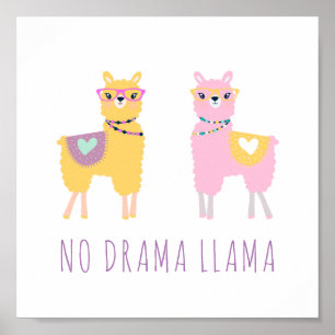 Ingen Drama Llama Cute Illustration Poster