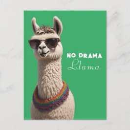 Ingen Drama Llama Funky Alpaca Sunglass Grönt Vykort