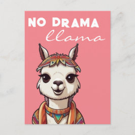 Ingen Drama Llama Funky Söt Alpaca Girly Rosa Vykort