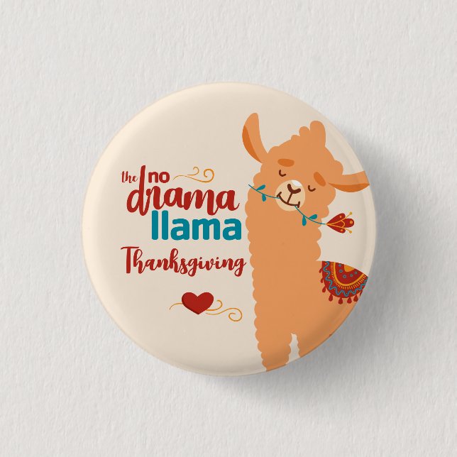 Ingen Drama Llama Thanksgiving Cream Knapp (Framsida)