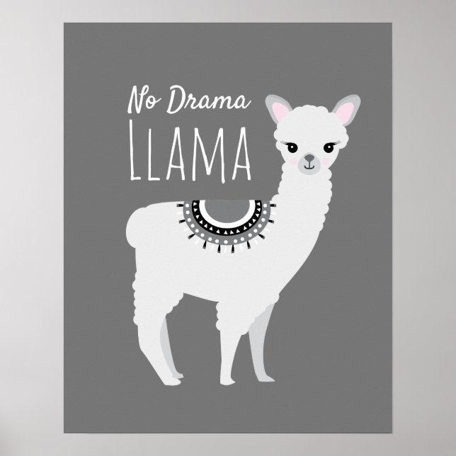 Ingen drama Llama Wall Art Illustration Poster (Framsidan)