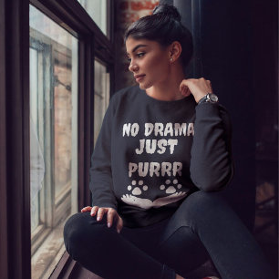 Ingen Drama precis Purrr Cat Vibe Funny Cute Anpas T Shirt