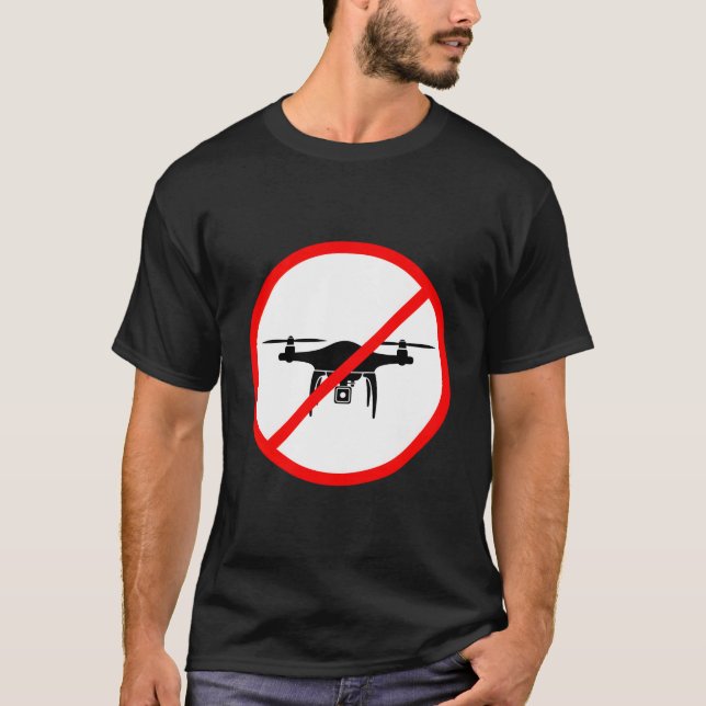 Ingen Drone Zon ej tillåten signatur T Shirt (Framsida)