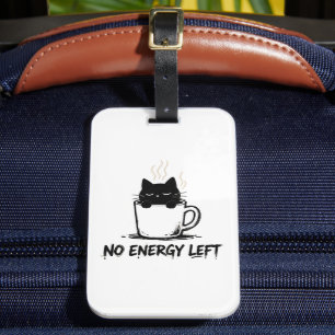 INGEN ENERGI KVAR” Sömnig katt i kaffekopp – Rolig Bagagebricka