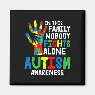 Ingen Ensam Autism Awareness Puzzle Hand Famil Magnet