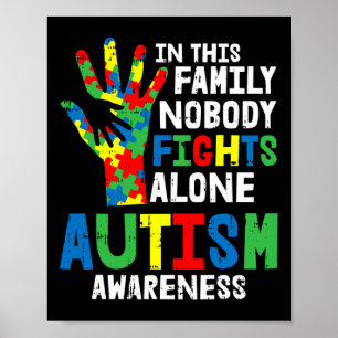 Ingen Ensam Autism Awareness Puzzle Hand Famil Poster