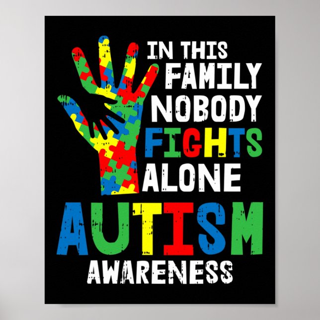 Ingen Ensam Autism Awareness Puzzle Hand Famil Poster (Framsidan)