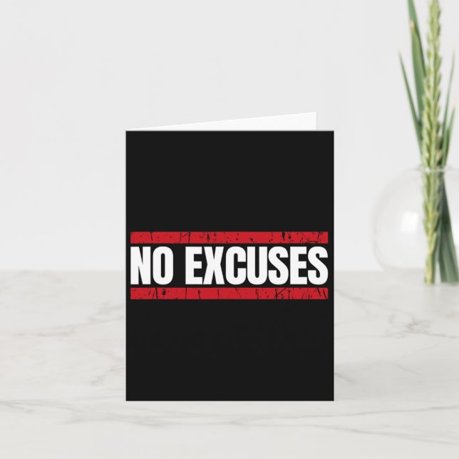 Ingen excuses inspirational Saming Motivational Gy Kort (Framsida)
