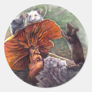Ingen F-tröja, Fantasy Art Mushroom Runt Klistermärke