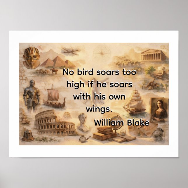 Ingen fågel seglar för högt -William Blake Poster (Framsidan)