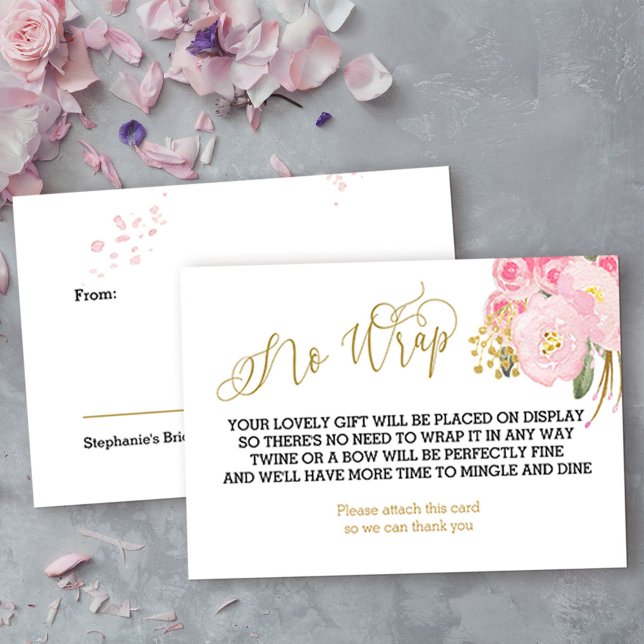 Ingen figursättning för visning Shower Rosa och Gu Tilläggskort (Display Shower enclosure card from my Pink and Gold Watercolor Floral Collection)