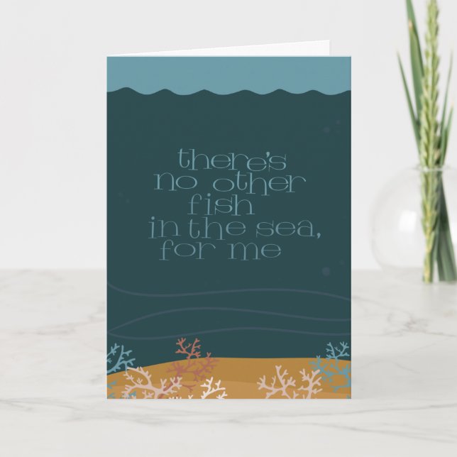 Ingen fisk på havs-årsdagen/kärlek-kortet kort (Framsida)
