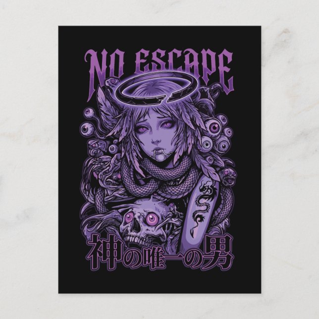 Ingen flykt Cyber Goth Ängel Vykort (Framsida)
