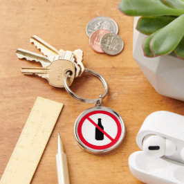Ingen förbjuden alkoholsignatur | Premium Keychain Rund Silverfärgad Nyckelring
