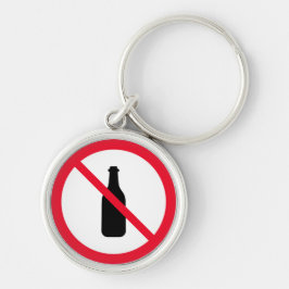 Ingen förbjuden alkoholsignatur | Premium Keychain Rund Silverfärgad Nyckelring