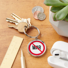 Ingen förbjuden krigsskylt | Premium Keychain Rund Silverfärgad Nyckelring