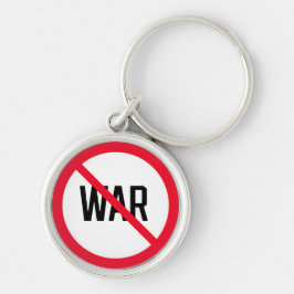 Ingen förbjuden krigsskylt | Premium Keychain Rund Silverfärgad Nyckelring