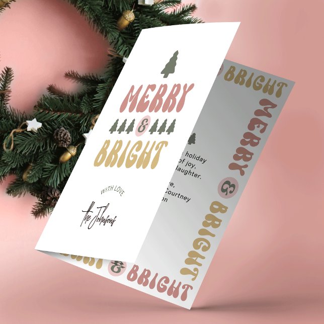 Ingen fotojul i nybörjare och ljusfull färgfull re helgkort (Stand out and impress with this fun nostalgic Merry & Bright Christmas Holiday Card)