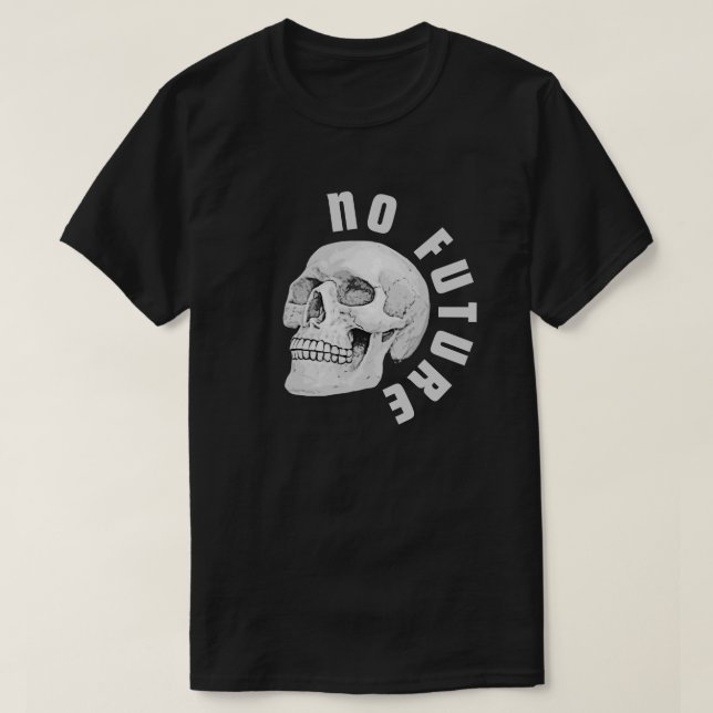 Ingen framtida Grått Skull T Shirt (Design framsida)