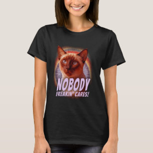 Ingen Freakin Cares Cat Funny Retro Animal Lover T Shirt