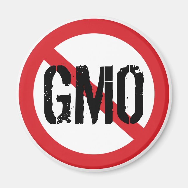 Ingen GMO Genmodifierad Mat Magnet (Framsidan)