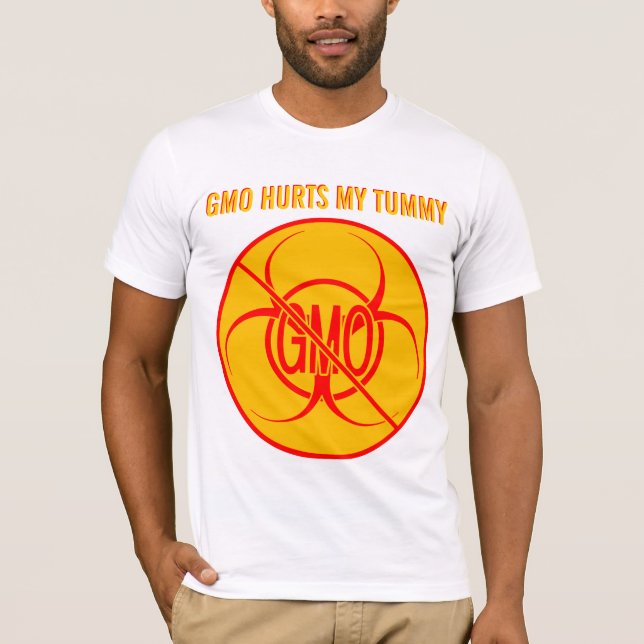 Ingen GMO-Personlig i  GMO-bioteknik Tee Shirt (Framsida)