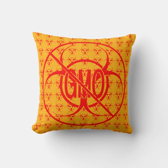 Ingen GMO Pillow Bio- GMO Warning Dekorativ kudde (Framsida)