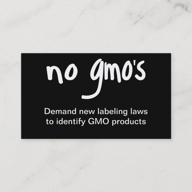 Ingen GMO:s eat Healthy Food Promotion Black Visitkort (Framsida)