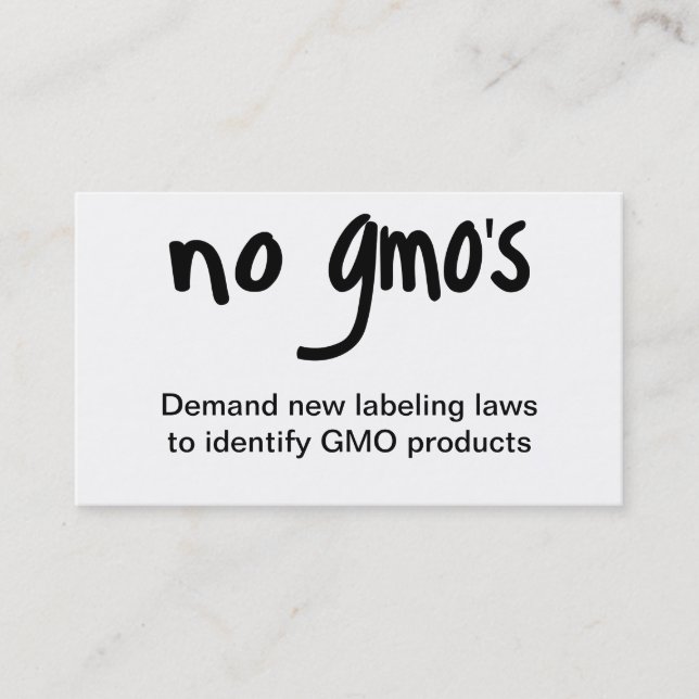 Ingen GMO:s eat Healthy Food Promotion White Visitkort (Framsida)