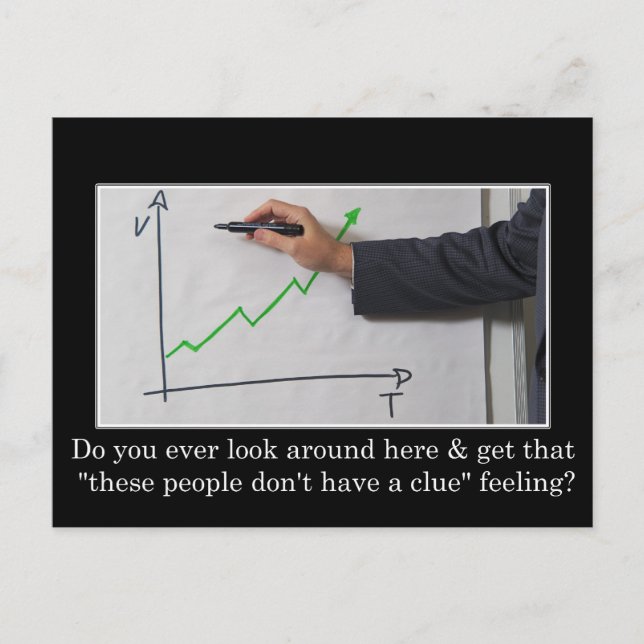 Ingen här vet vad de gör vykort (Framsida)