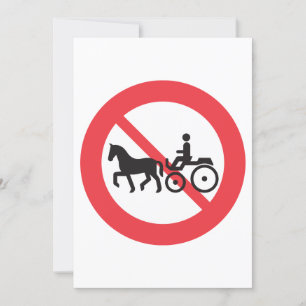 Ingen hästvagn och Buggy Road Sign Inbjudningar