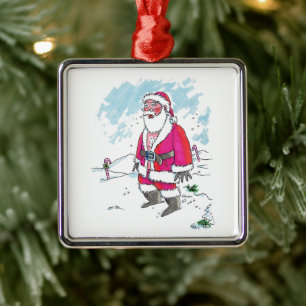 Ingen Ho-Ho-Ho fyrkantig premium prydnad Julgransprydnad Metall