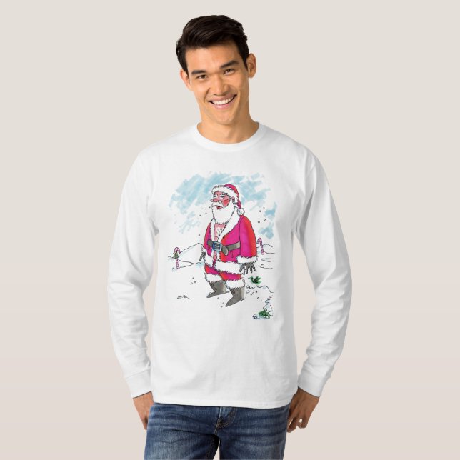 Ingen Ho-Ho-Ho-manar-vit långärmad-skjorta T Shirt (Hel framsida)