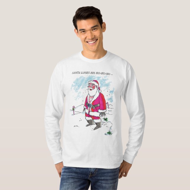 Ingen Ho-Ho-Ho med manar vit långärmad-skjorta T Shirt (Hel framsida)