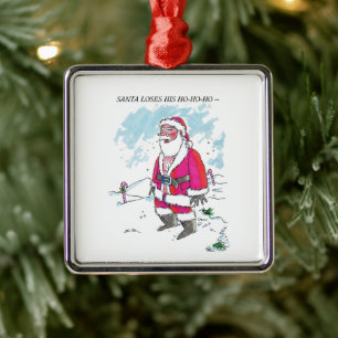 Ingen Ho-Ho-Ho med text fyrkantig premium prydnad Julgransprydnad Metall
