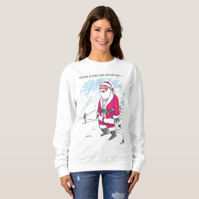 Ingen Ho-Ho-Ho med text kvinnor vit tröja (Hel framsida)