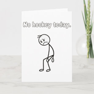 Ingen hockey idag Rolig sorgsen spelare hockeykläd Kort