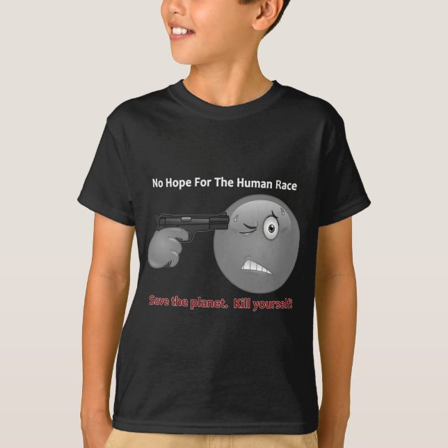 Ingen hoppEmoticonlogotyp Tee Shirt (Framsida)