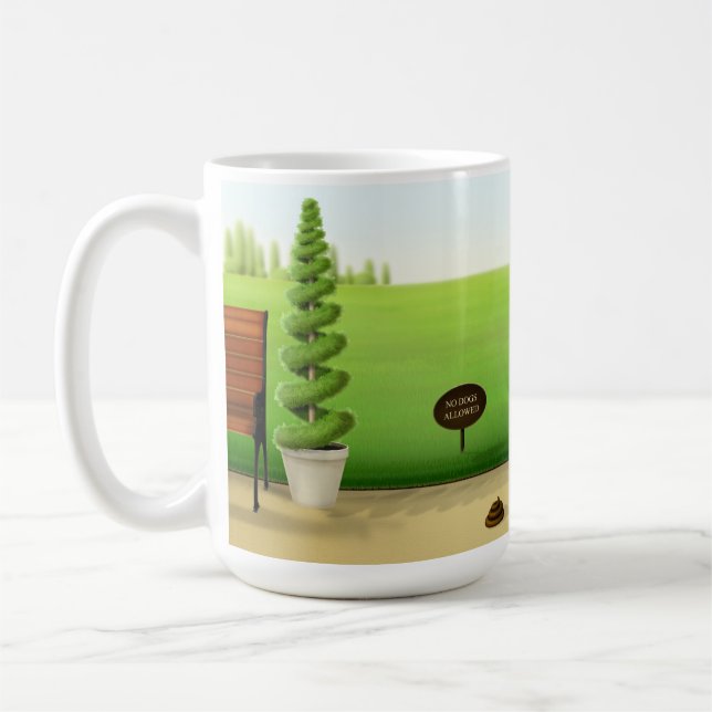 "Ingen Hundar tillåten" Hund Poo i den vackra park Kaffemugg (Vänster)