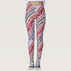 ingen inkräktande signal röd på vit leggings
