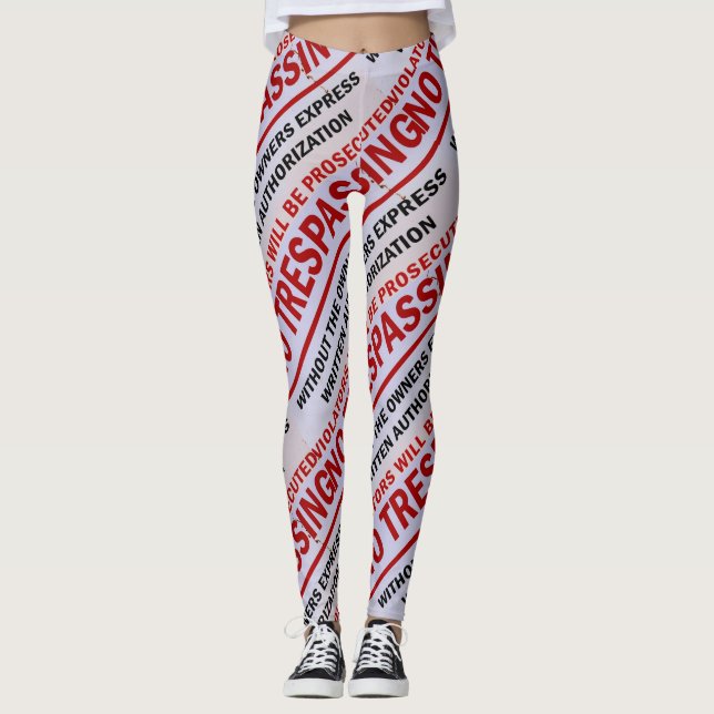 ingen inkräktande signal röd på vit leggings (Framsida)