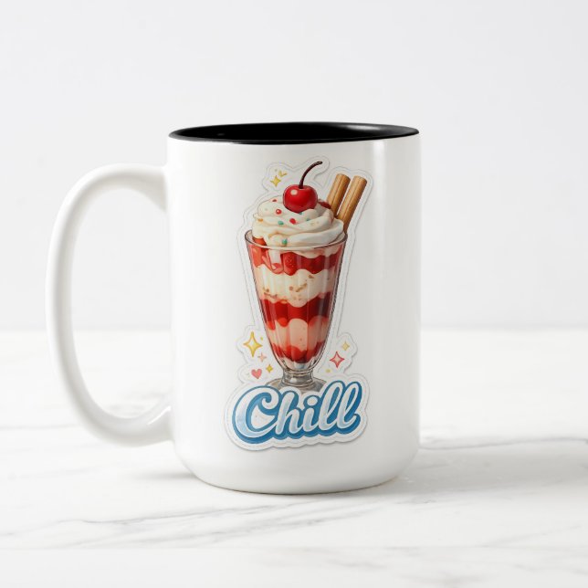 Ingen jordgubbparfait tvåtons kaffemugg (Vänster)