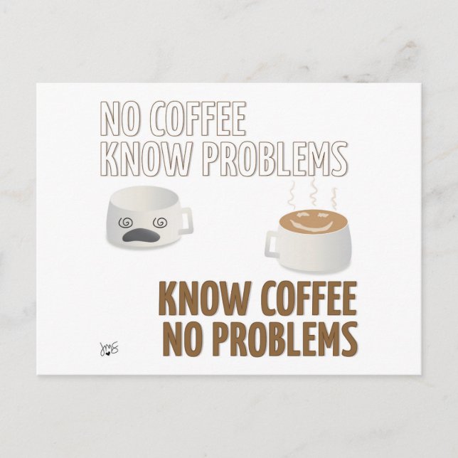 Ingen kaffe, inga problem vykort (Framsida)