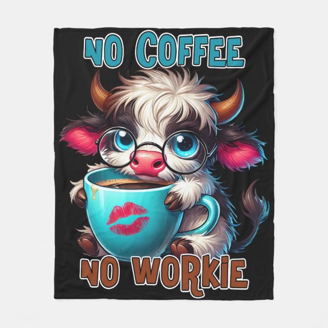 Ingen kaffe, ingen arbetsförmåga fleecefilt (Framsidan)