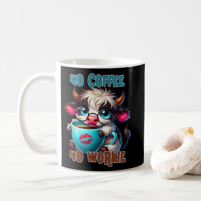Ingen kaffe, ingen arbetsförmåga  kaffemugg (Med munk)